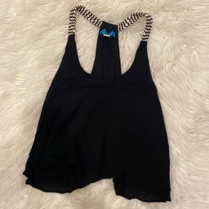 Francescas Black tank with shoulder details